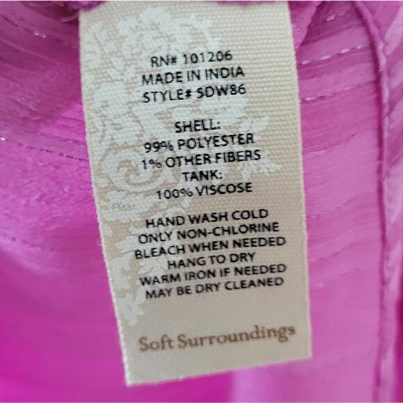 SOFT SURROUNDINGS Purple Stripe Sheer Button Up Blouse Size 3X casual workwear - Picture 4 of 8